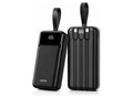 ASPOR A317 30000Mah Fast Charging Power Bank with Built-in-Cables, LED Display, Large Capacity Battery Power Station. Compatible with All iPhones and Samsungs Black