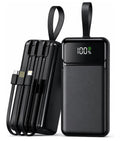 ASPOR A318 40000Mah Fast Charging Power Bank with Built-in-Cables, LED Display, Large Capacity Battery Power Station. Compatible with all Andriods and iPhone, Black